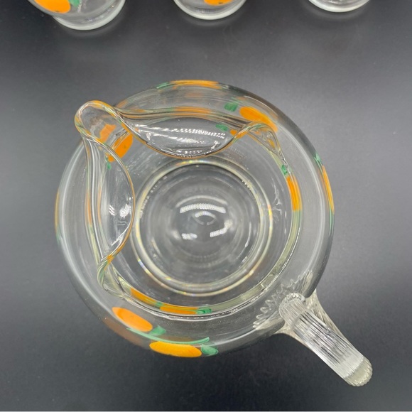 Vintage Hand Painted Miniature Orange Juice Pitcher And 4 Glass Set - Picture 7 of 12